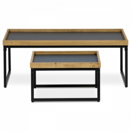 Stůl konferenční, MDF deska šedá s dekorativní hranou divoký dub, černý kov. CT-611 OAK