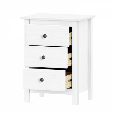 Komoda 3 zásuvky TORINO bílá, kovové úchytky