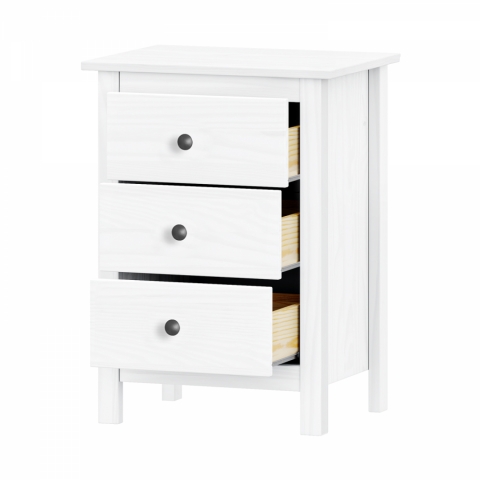 Komoda 3 zásuvky TORINO bílá, kovové úchytky