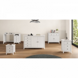 Komoda 3 zásuvky TORINO bílá, kovové úchytky