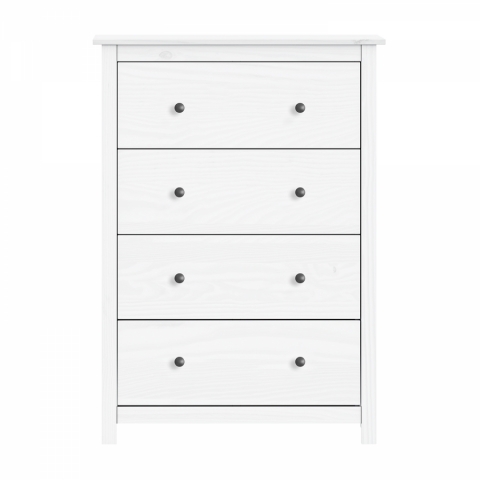 Komoda 4 zásuvky TORINO bílá, kovové úchytky