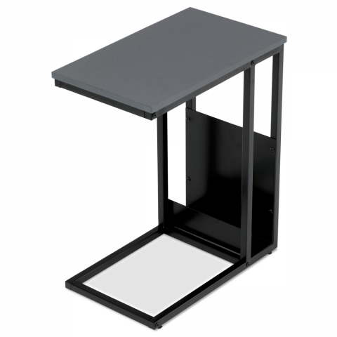 Odkládací stolek šedý MDF deska černý kov CT-607 GREY 