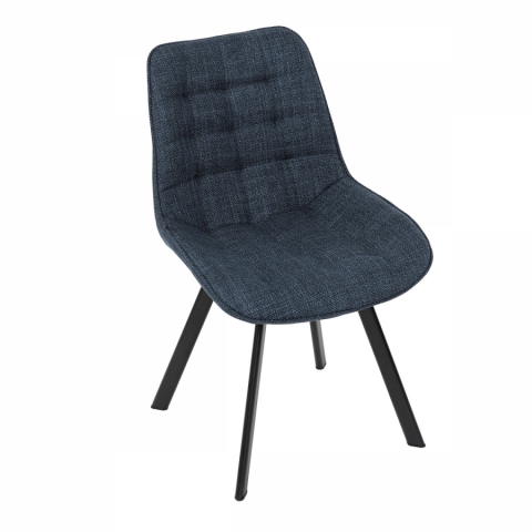 Jídelní židle modrá látka nohy černý kov HC-465 BLUE2 