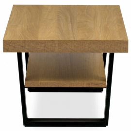 Konferenční stůl, 120x60 cm, MDF deska, Melamine dekor, kov, police, černý lak AHG-514 OAK