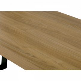 Jídelní stůl, 160x8x760 cm, MDF deska, dýha dub, kovové nohy, černý lak HT-514 OAK
