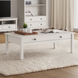 Konferenční stolek TORINO bílý, kovové úchytky