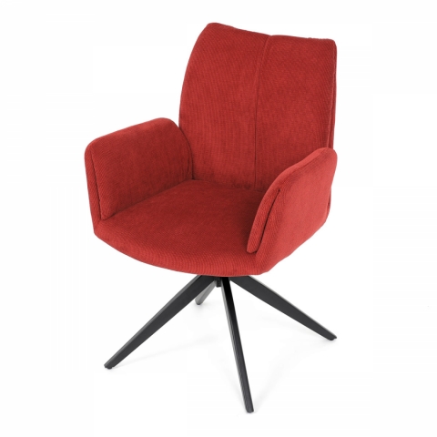 Jídelní židle červená látka otočný mechanismus 180° černý kov HC-993 RED2
