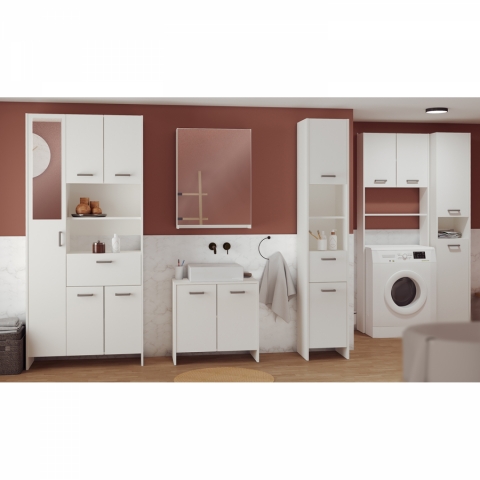 Vysoká skříňka 1+4 dveře + 1 zás. KORAL bílá