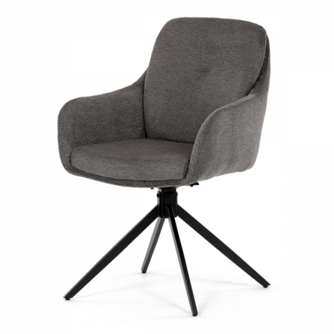 Jídelní židle 180° otočná lanýžová voděodolná látka, černý kov DCH-P3174 GREY2