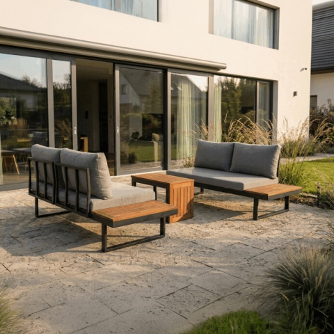 Zahradní moderní sestava hliník, látka šedá, AZS-G1924 GREY