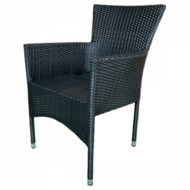 Zahradní stohovatelná židle černý umělý ratan kov AZC-S2117 BK 