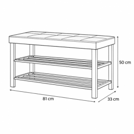 Sedací kovový botník 2 police černý, kov černý matný lak ABO-W2012 BK 