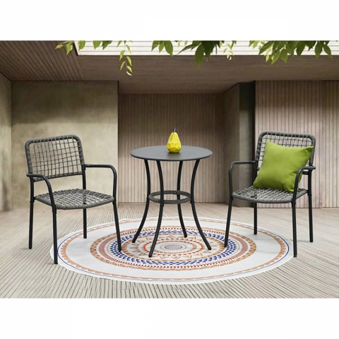 Zahradní set 1+2 stůl 60x60 židle umělý ratan kov antracit AZ-L1103 GREY 