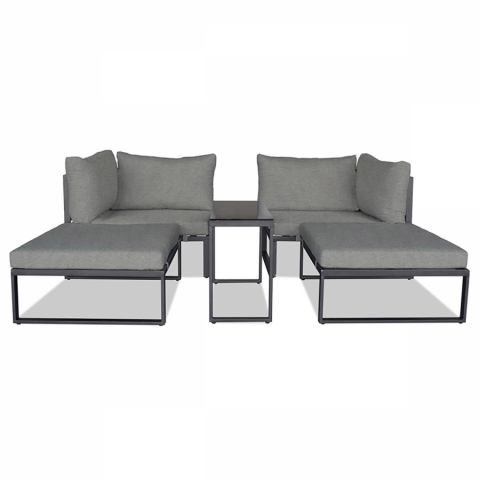 Zahradní set 2+1, stolek 75x30, multifunkční pohovka, kov antracit, světle šedá látka AZ-L1761 SIL