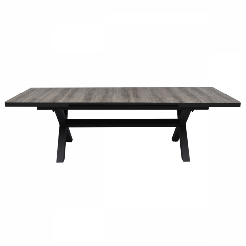 Stůl zahradní rozkládací, keramická deska v dekoru dub 200+60x100x77 cm, hliníková konstrukce AZT-G1920 GREY