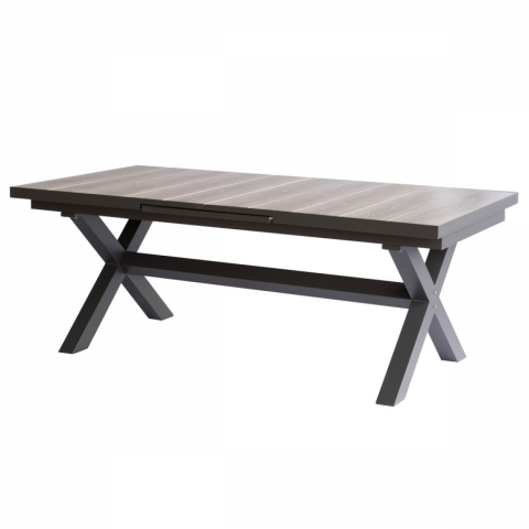Stůl zahradní rozkládací, keramická deska v dekoru dub 200+60x100x77 cm, hliníková konstrukce AZT-G1920 GREY