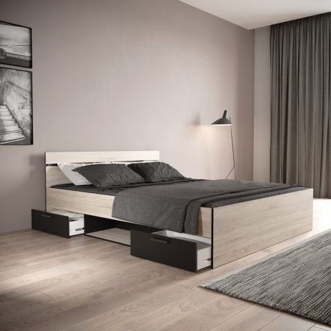 Multifunkční postel 160x200 MICHIGAN dub/černá