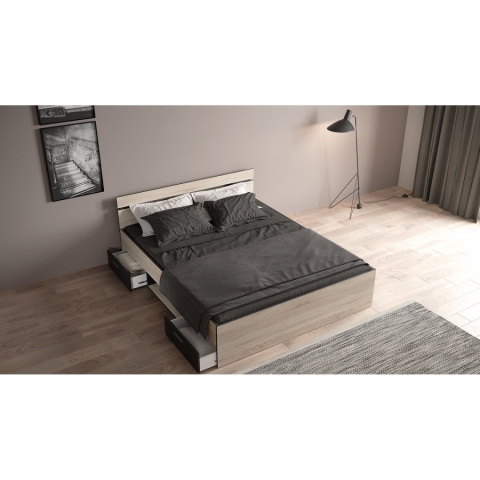 Multifunkční postel 160x200 MICHIGAN dub/černá