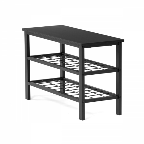 Sedací botník 2 police černý kov matný lak ABO-W2015 BK 