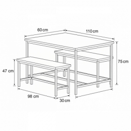 Jídelní set s 2 židlemi, 110x60x75cm, mdf, old wood, AUT-G1175 OLW