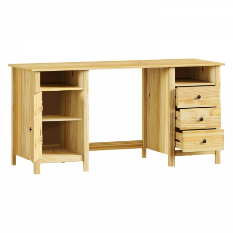 Psací pc stůl masiv borovice kovové úchytky TORINO 