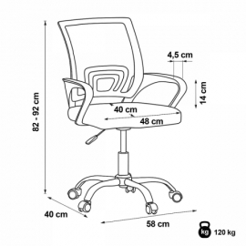 Kancelářská dětská židle šedá mesh, černá plastová, chromový kříž KA-L103 GREY 