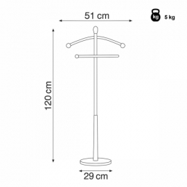 Němý sluha 120 cm, masiv černý, nosnost 5 kg 82646 BK 