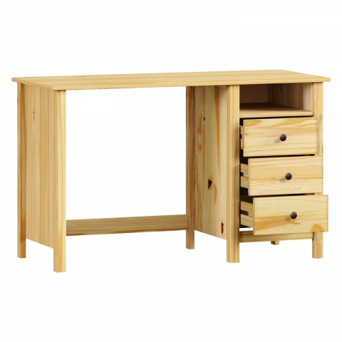 Psací pc stůl masiv borovice kovové úchytky TORINO 