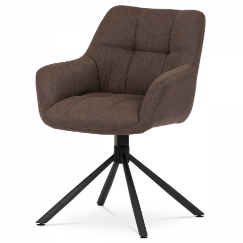 Jídelní židle hnědá otočná 90°/90° L/P, černý kovové nohy HC-532 BR2 