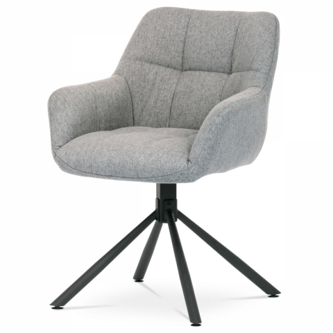 Jídelní židle šedá s područkami otočná 90°/90° L/P, černé kovové nohy HC-532 SIL2 