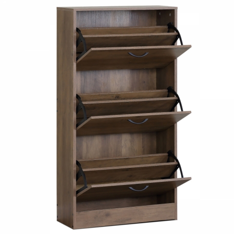 Botník jilmové dřevo 3 přihrádky MDF ABO-G1016 ELM 