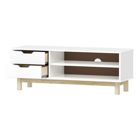 TV stolek 2 zásuvky BONITO 2 bílý lak 324105B