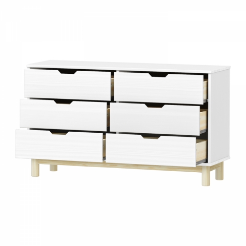 Komoda 3+3 zásuvky BONITO 2 bílý lak 324267B