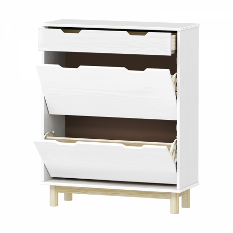 Výklopný botník masiv borovice 2 bílý lak BONITO