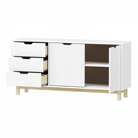 Komoda masiv borovice, 2 dveře + 3 zásuvky BONITO 2 bílý lak 