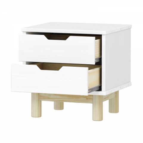 Noční stolek 2 zásuvky BONITO 2 bílý lak 324341B