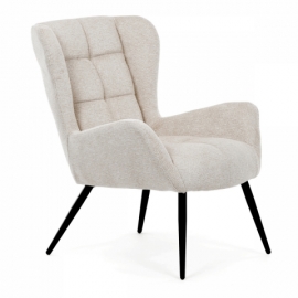 Křeslo ušák, béžová, látka, AK-H9206 CRM2