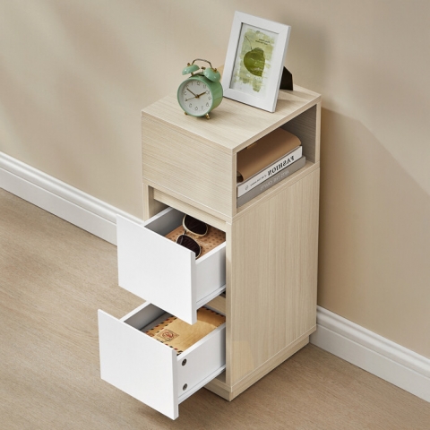 Odkládací noční stolek 25x30x65 mdf bělený dub ANT-E1065 BUK 