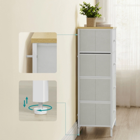 Komoda 56x30x93cm, kov, bílá, AUK-E1051 WT