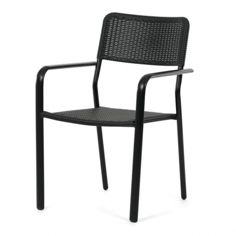 Zahradní kovová židle sedák plastový černý AZC-H1021 BK 
