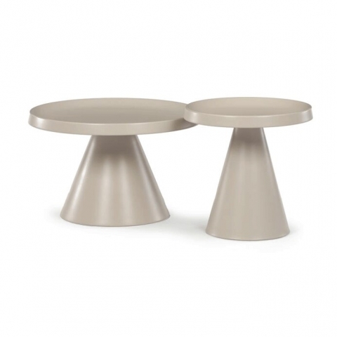 Konferenční stolky 2s sada 69x69x44 kovový béžový CT-F4112 CSM 