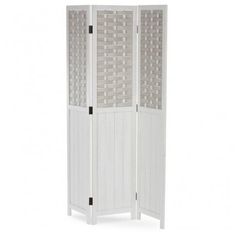 Třídílný paraván masiv bílý EF-L145 WT