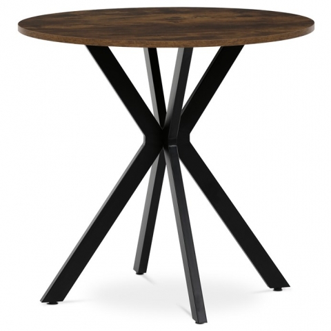 Kulatý jídelní stůl 80x80 mdf old wood kovové nohy HT-F4108 OLW