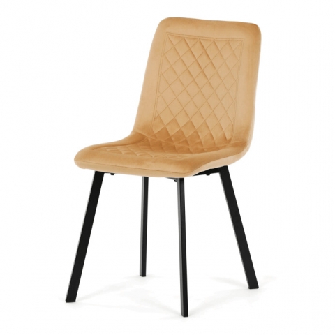 Jídelní židle žlutá sametová látka černé kovové nohy DCL-973 YEL4 