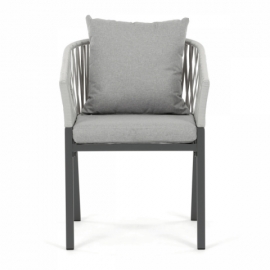 Zahradní židle, kov, polyratan, šedá, AZC-S1430 GREY