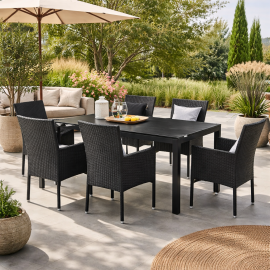 Zahradní hliníkový set 6+1 stůl 180x90 polywood šedý AZTXR20-C1211 GREY  