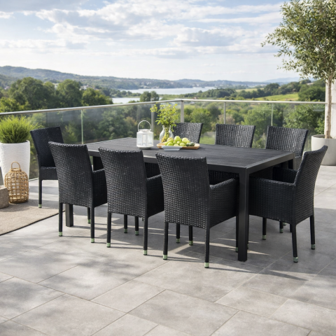 Zahradní hliníkový set 8+1 stůl 180x90 polywood šedý AZTXR21-C1211 GREY  