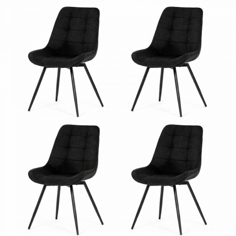 Jídelní židle 4 ks sada černá černé kovové nohy otočná 90° L/P HC-T1130 BK2  