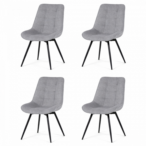 Jídelní židle 4 ks sada šedá černé kovové nohy otočná 90° L/P HC-T1130 GREY2 
