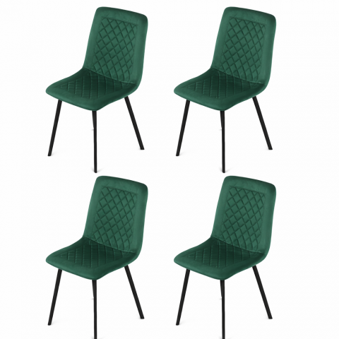 Jídelní židle 4 ks sada zelený samet kov černý mat DCL-973 GRN4 